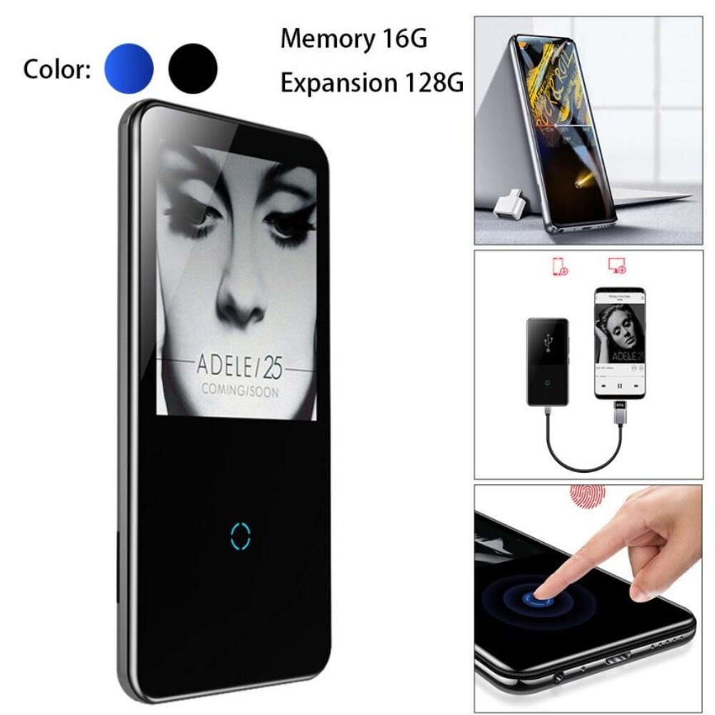 T810 Touch Plug-in Card Recorder MP4 Player Blutooth HIFI MP4 Walkman 16GB Black 16G