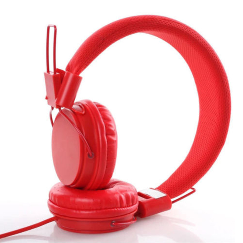 Kids Wired Ear Headphones Stylish Headband Earphones for iPad Tablet  red