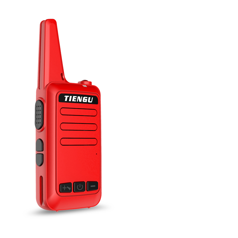 TIENGU Wireless Handheld Mini Ultra-thin Walkie Talkie FRS UHF Portable Radio Communicator Red EU plug