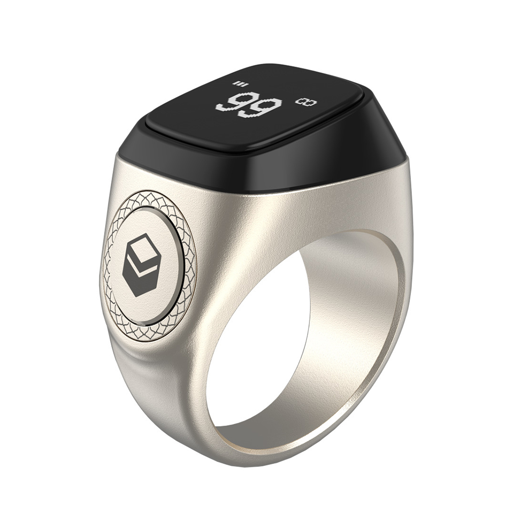 Smart Ring For Muslims Tally Tasbeeh Counter Metal 5 Prayer Time Reminder Bluetooth-compatible Ip68 Waterproof Rings silver