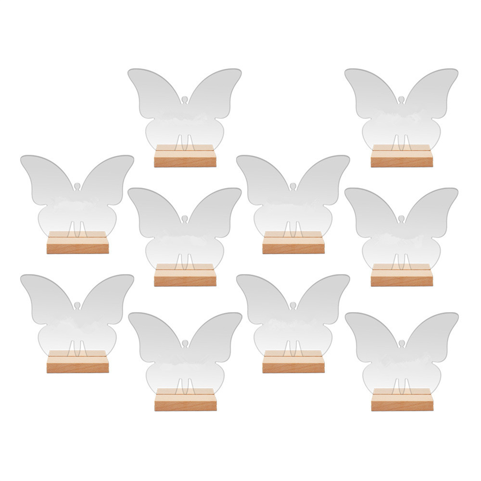 10 Pack DIY Acrylic Sign Blank Sheet Signs Blank Sheet With Wooden 10pcs Stands Holders Wedding Table Numbers