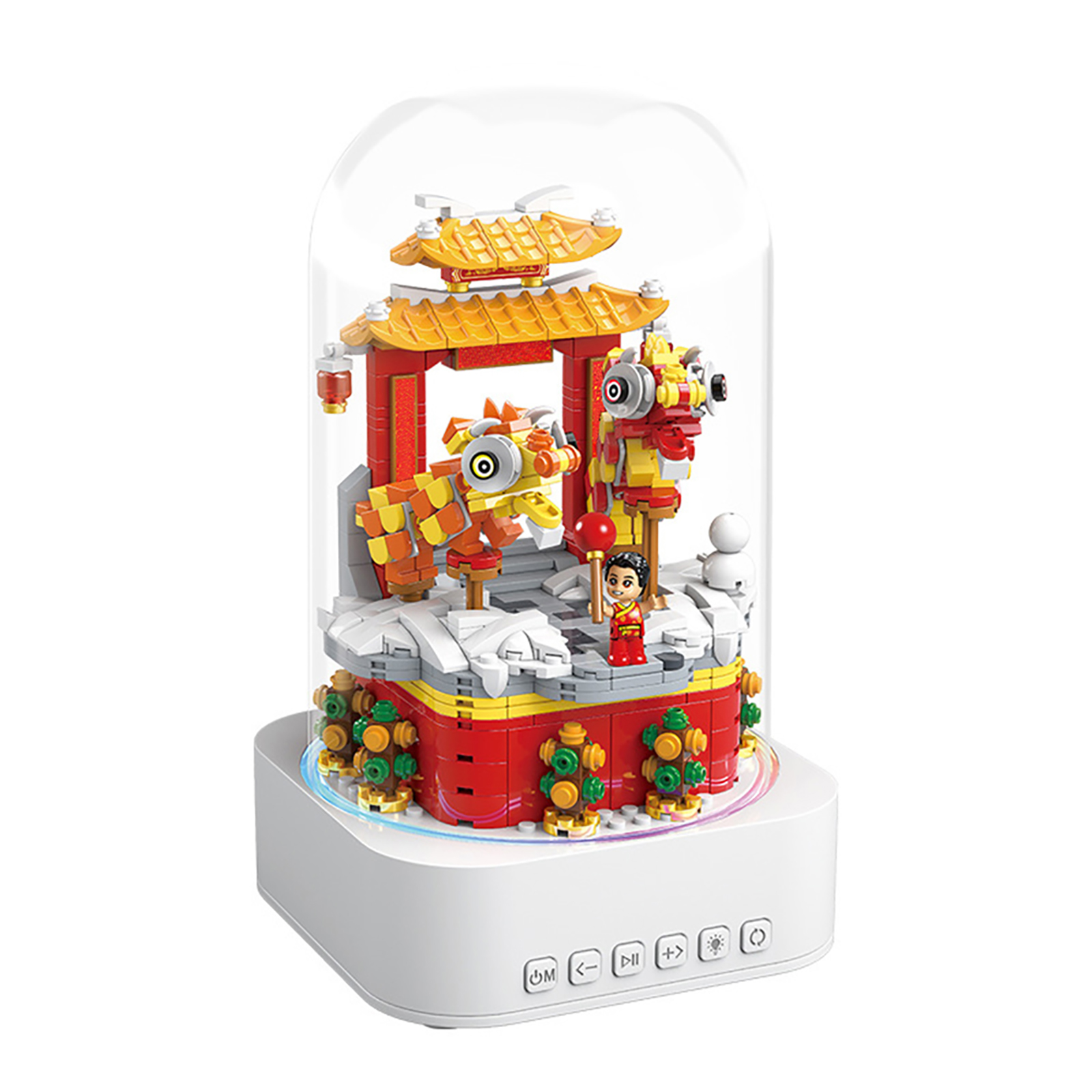Christmas Tree Lighting Building Blocks Music Boxes Electric Figure Doll Building Bricks Rotating Music Boxes