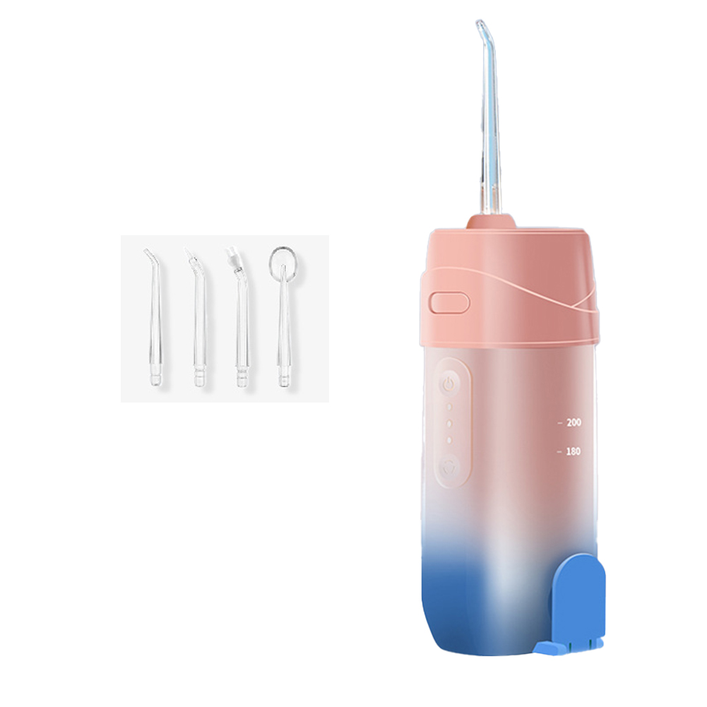 Portable Dental Flosser Teeth Pick, 4 Nozzles Oral Irrigator Waterproof Electric Waterflosser Flossing Machine With 3 Modes 0.5 MM Slim Water Teeth Pick For Orthodontic Population Pink blue ordinary style