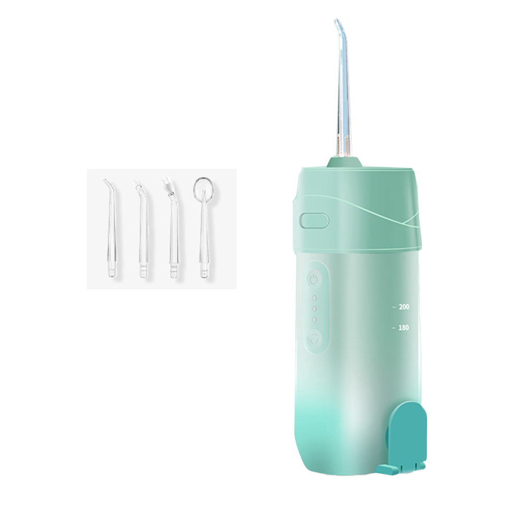 Portable Dental Flosser Teeth Pick, 4 Nozzles Oral Irrigator Waterproof Electric Waterflosser Flossing Machine With 3 Modes 0.5 MM Slim Water Teeth Pick For Orthodontic Population Mint green regular style