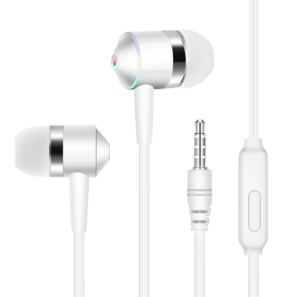 Universal 3.5mm Plug Wired In-ear Earbuds Portable Wire Control Mobile Phone Gaming Headset With Microphone White