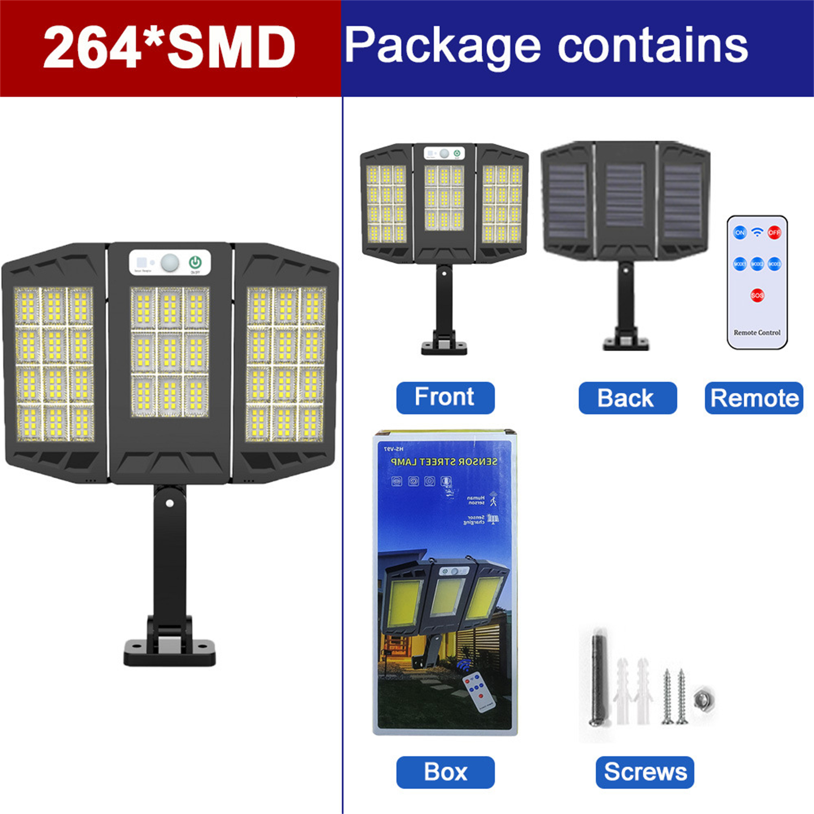 Led Solar Street Light 10000lm Waterproof Motion Sensor Outdoor Wall Lamp