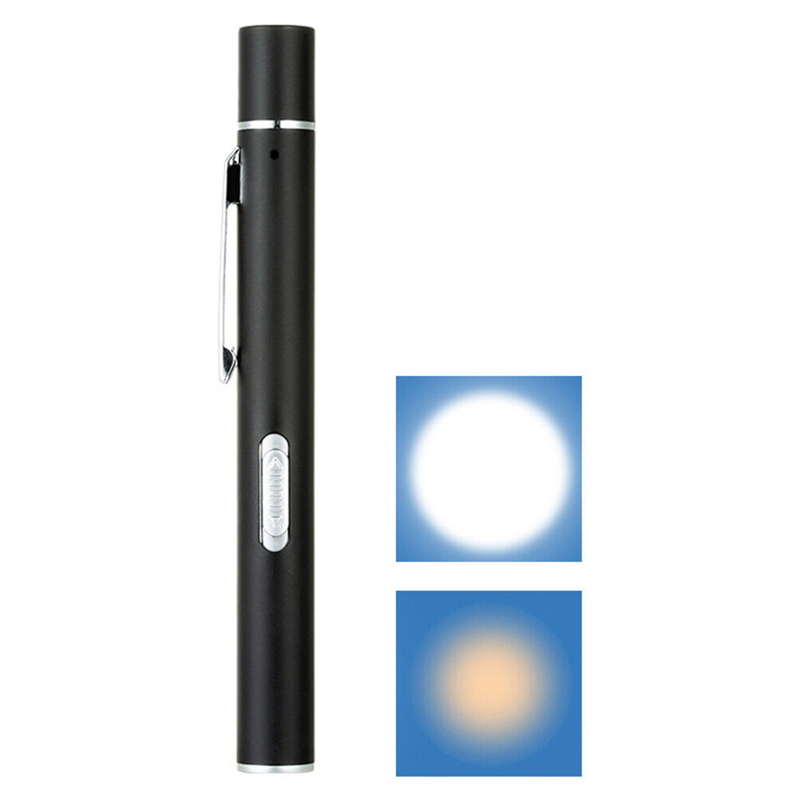 Led Pen Light 2 Lighting Modes Lightweight Flashlight Torch with Metal Clip