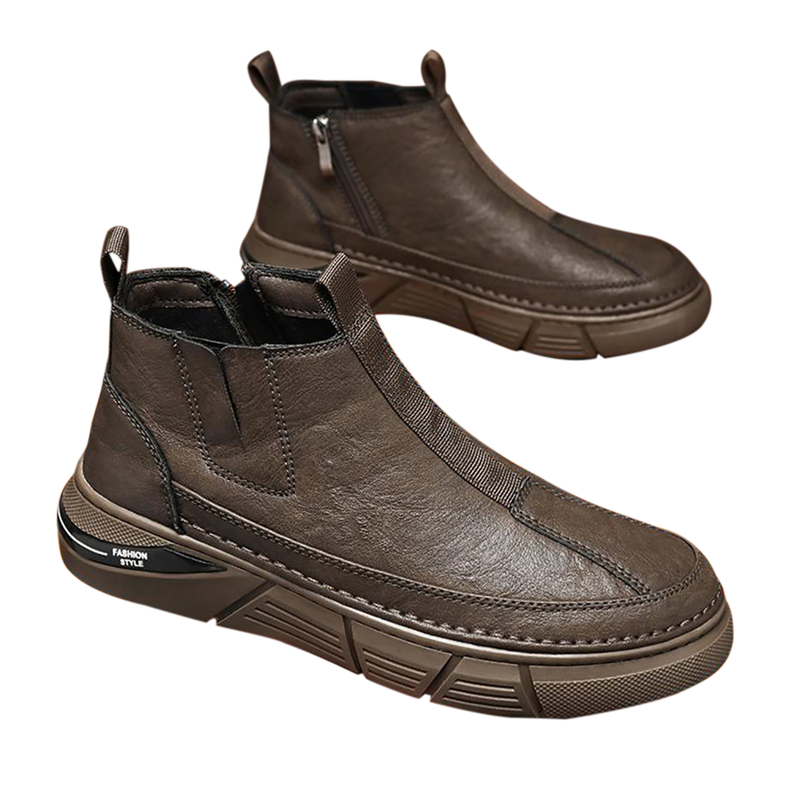 Men Safety Shoes Boots High Top Artificial PU Leather Waterproof Comfortable Lightweight Anti Slip Work Casual Shoes Ankle Boots brown 43