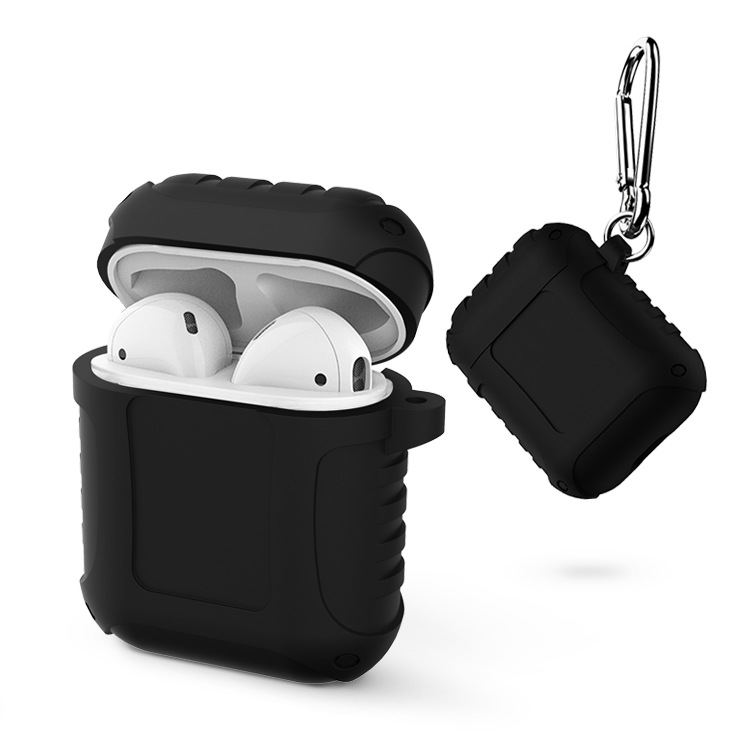 Silicone Protective Case Dustproof Portable Bluetooth Earphone Case for AirPods black