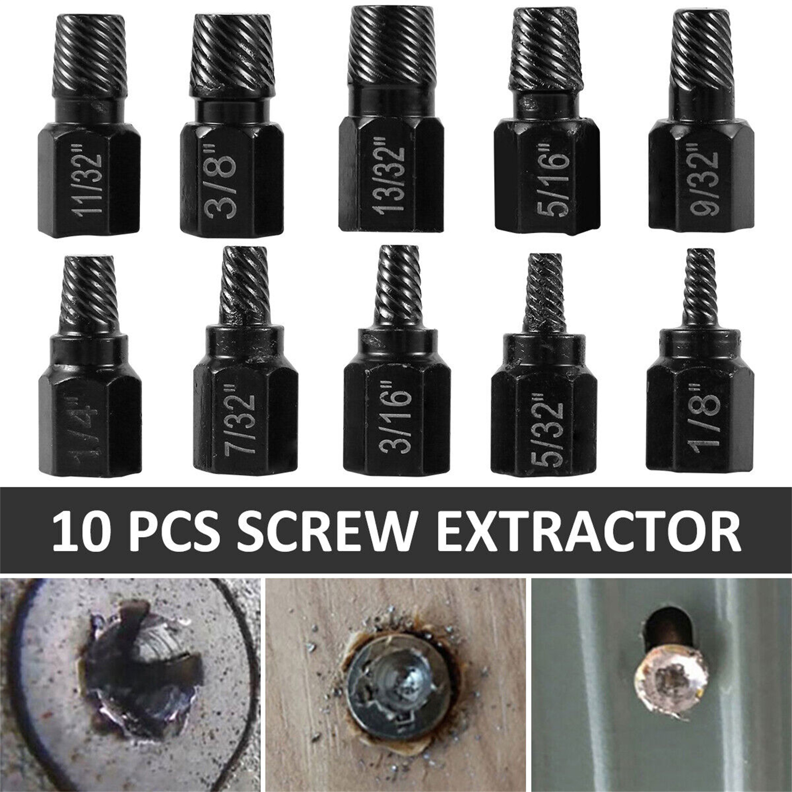 10Pcs Screw Extractor Alloy Steel Damaged Screw Remover Set For Broken Rounded Off Painted Over Rusted Tight Bolts Set of 10 screw extractors