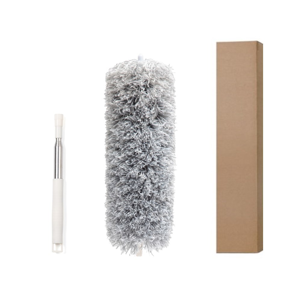 2.5m Microfiber Telescopic  Brush Household Dust Cleaning Tool Ceiling Duster 1.3m, gray and white gypsophila, packed in kraft carton