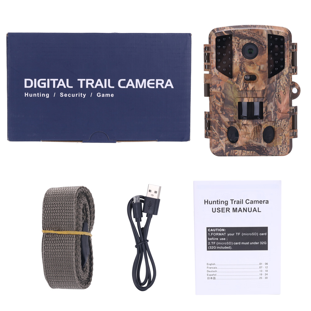 Trail Camera 1080P 32pcs Infrared LEDs Camera IP66 Waterproof Wild Camera Camouflage