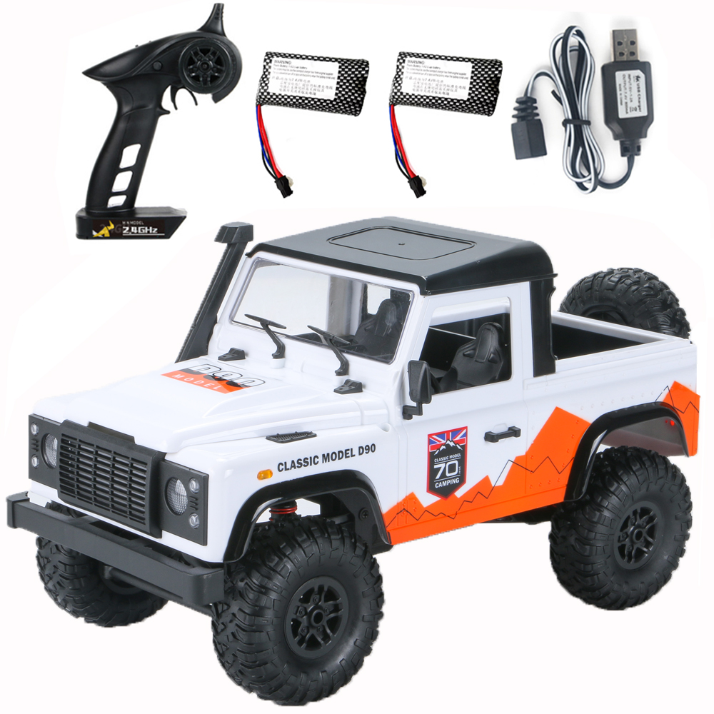 MN 99A 1:12 4WD RC Cars 2.4G Radio Control RC Cars Toys RTR Crawler Off-Road Buggy For Land Rover Vehicle Model Pickup Car white_2 batteries