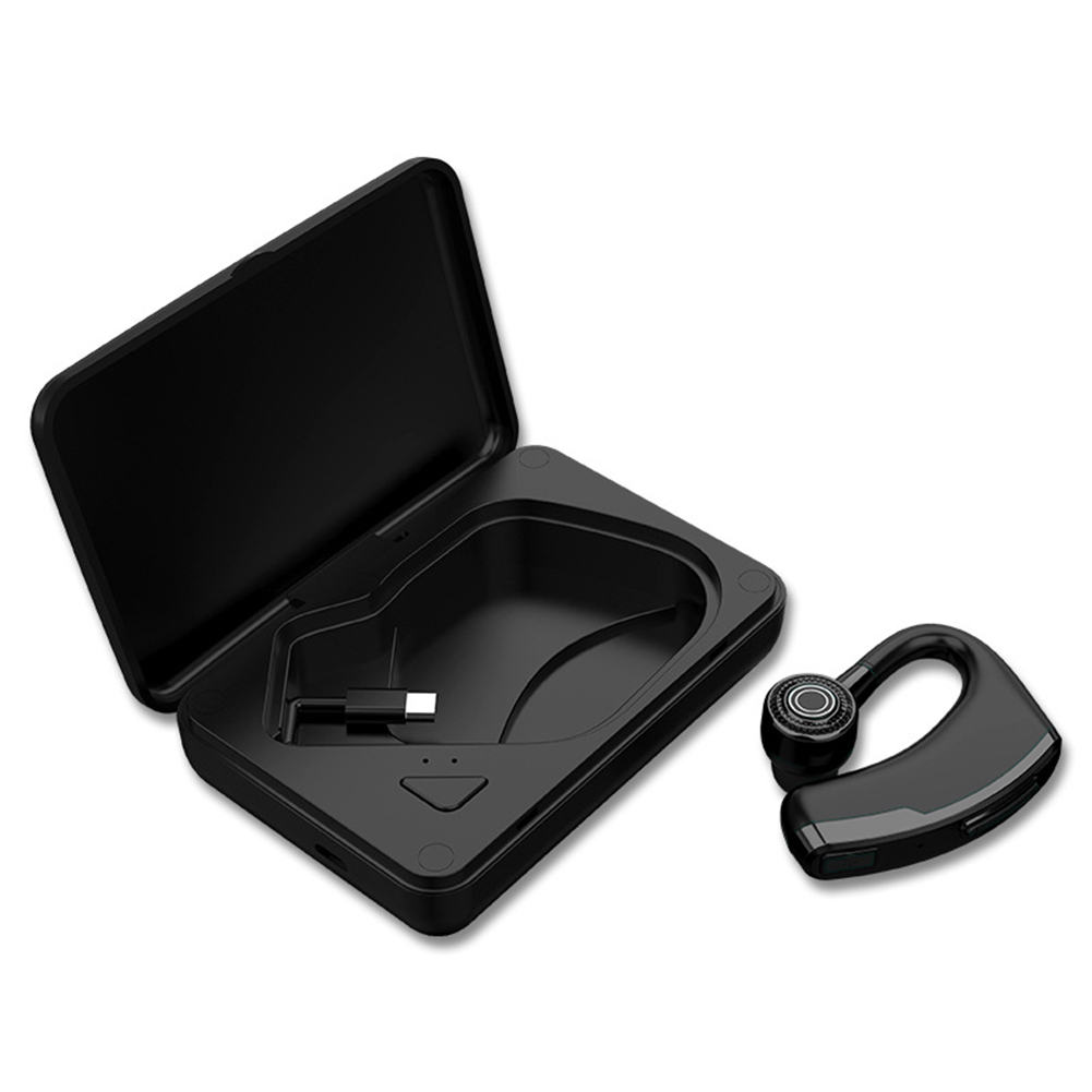 V10 Bluetooth 5.0 Business Headphone Wireless Headset Sport Earbud with Charging Box Black with Charging Box