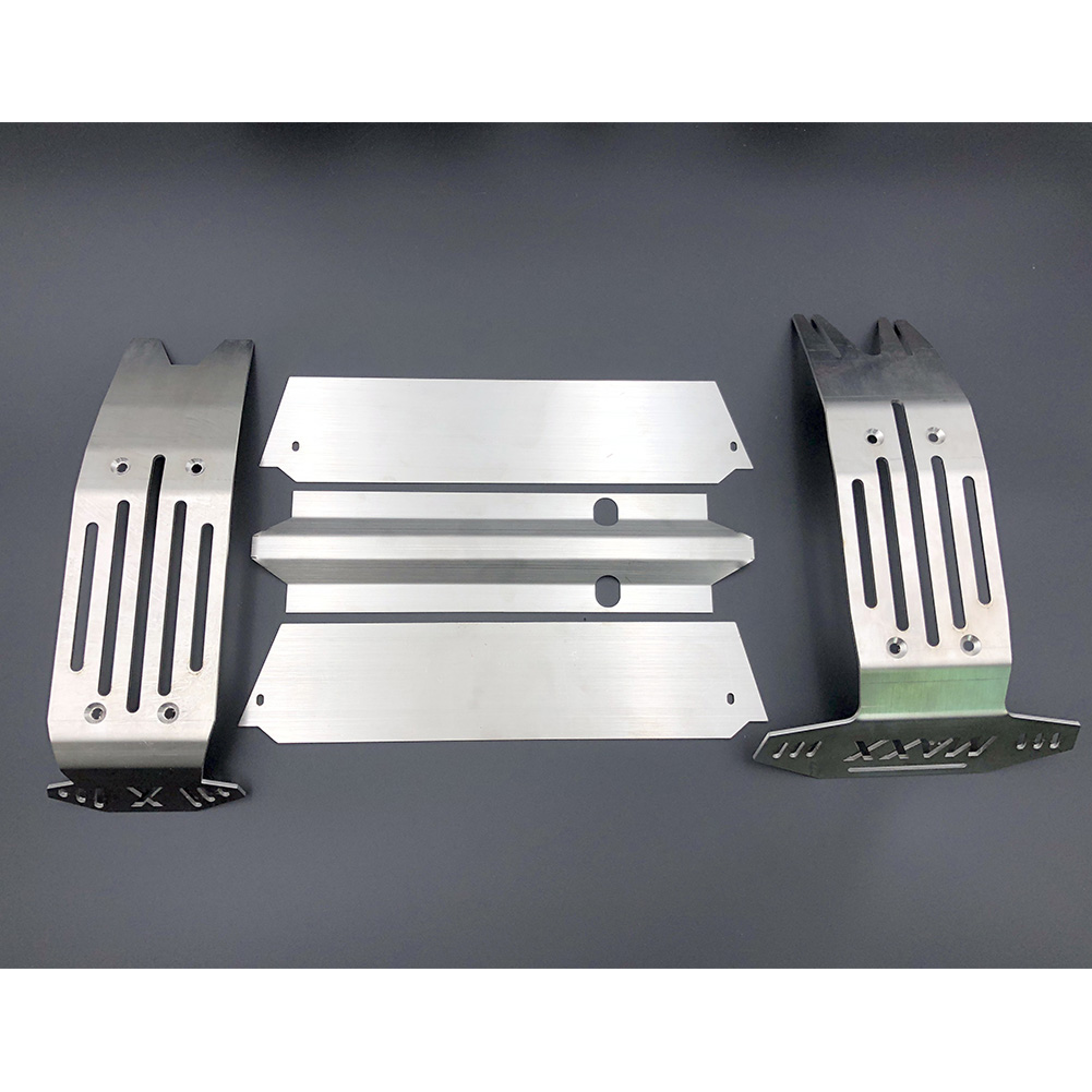 Protection Complète Pour Votre Voiture RC 1/5 6S & 8S - Jeu De Plaques De Protection En Acier Inoxydable (avant + Centre + Arrière) - 5 Pièces