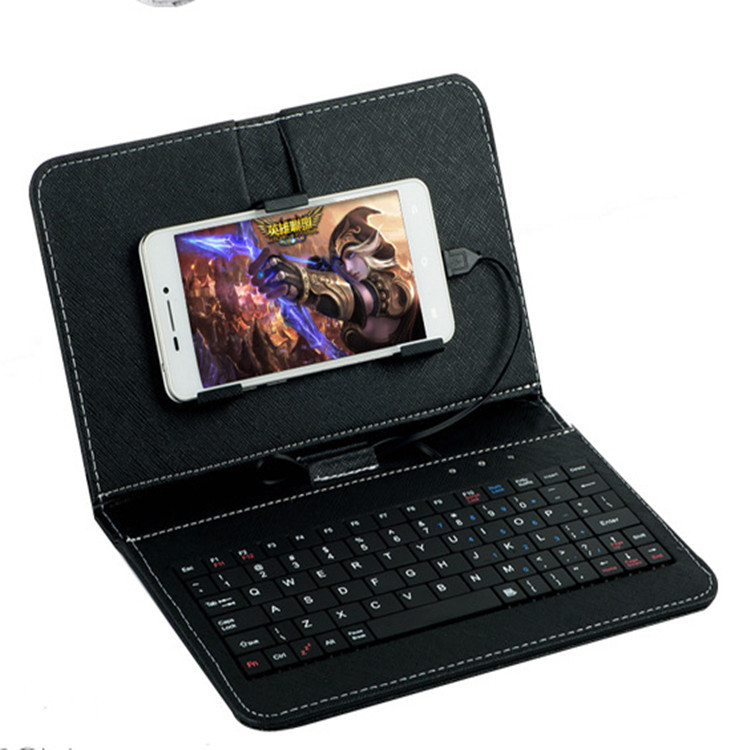 General Wired Keyboard Flip Holster Case for Andriod Mobile Phone 4.8-6.0