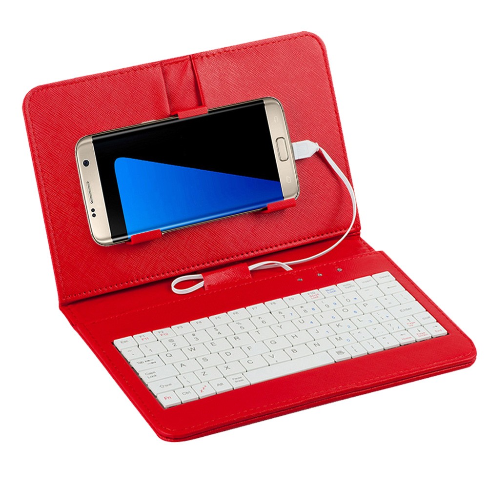 General Wired Keyboard Flip Holster Case for Andriod Mobile Phone 4.8-6.0