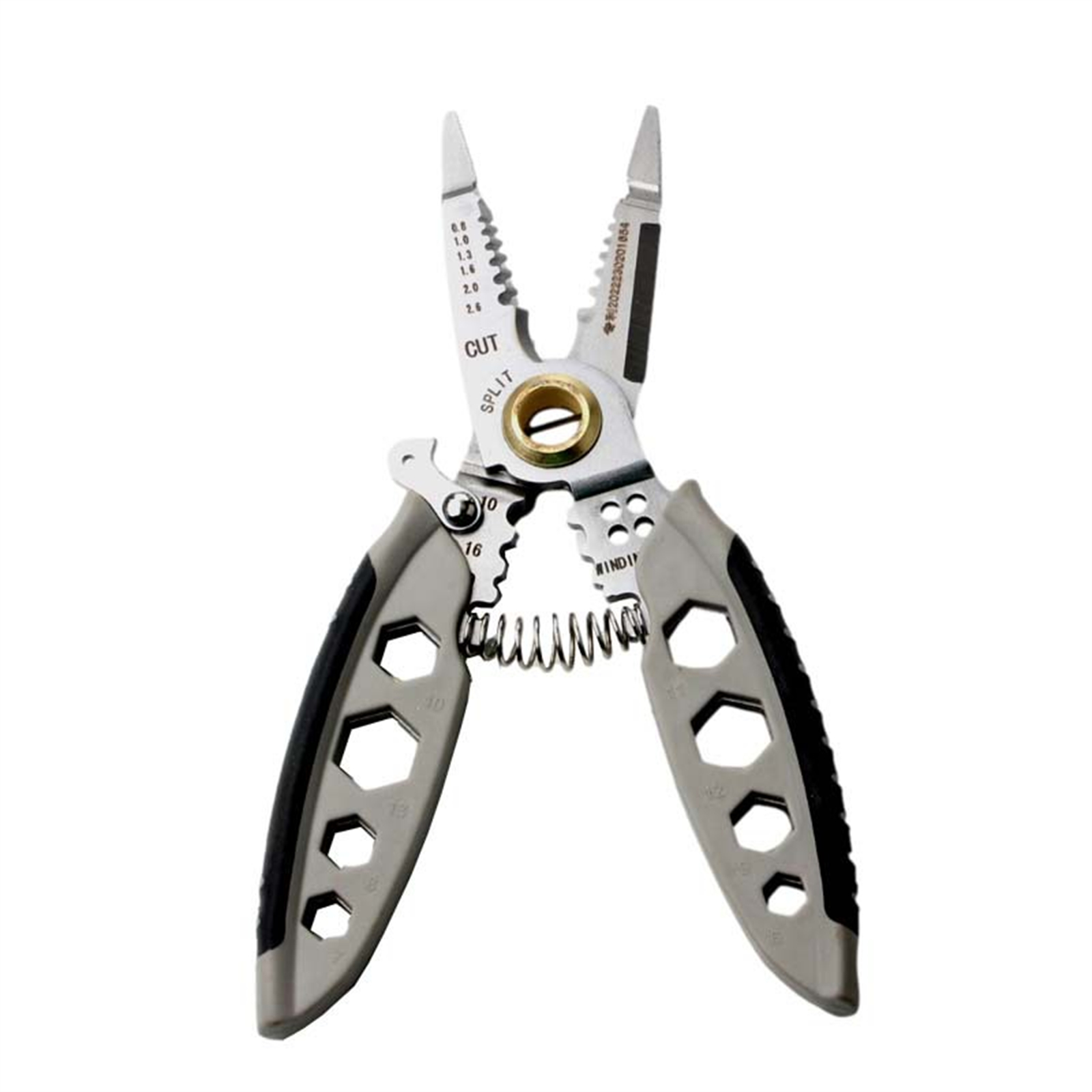 7-Inch Multipurpose Wire Stripper High Hardness Rust Prevention And Wear Resistance Heavy Duty Multi-Purpose Electrical Wire Stripping Tool For Wire Stripping 16-in-1 wire stripper gray