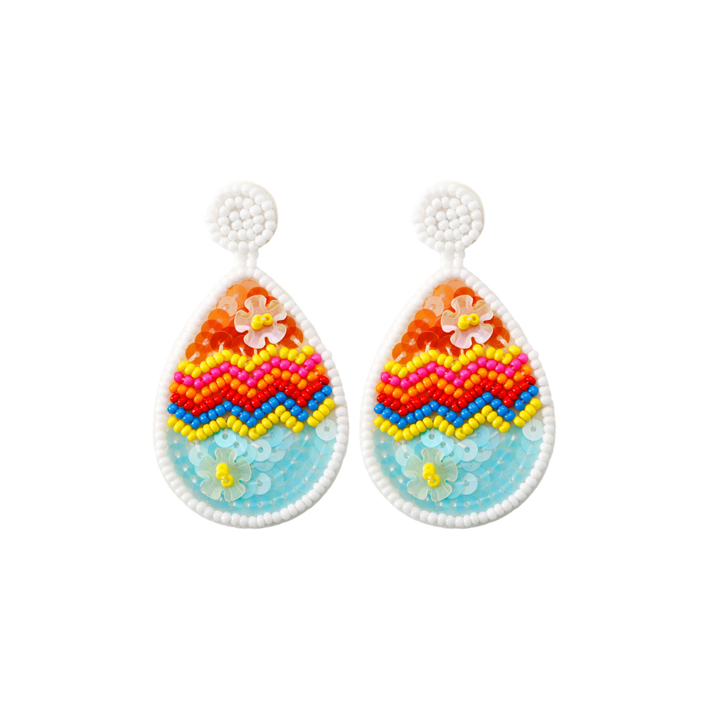 Easter Earrings For Women Colorful Egg Shape Hand-woven Beaded Earrings Jewelry Accessories For Girls Gifts
