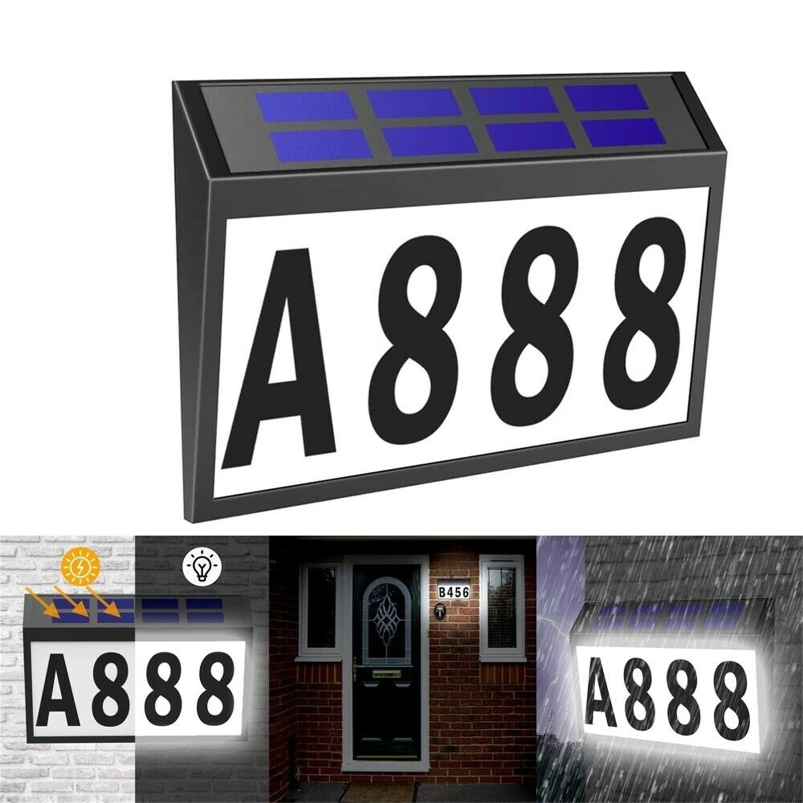 0.2w Solar Door Plaque Ip44 Waterproof Automatical On/off Light Set