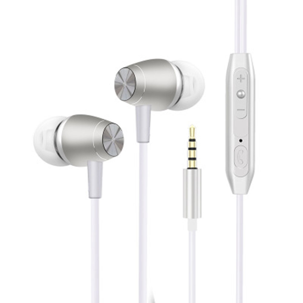 Headphone Wired Earphone In-ear Subwoofer Intelligent Headset Snowflake silver