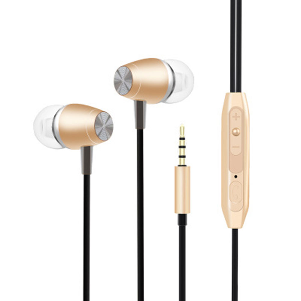 Headphone Wired Earphone In-ear Subwoofer Intelligent Headset Gold