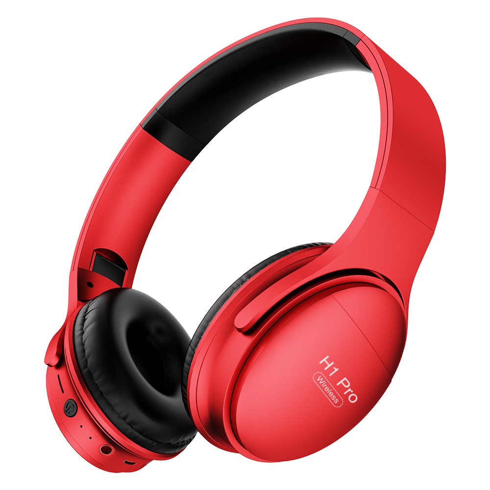 H1 Pro Wireless Gaming Headset Bluetooth V5.0 HD HIFI Stereo Noise Canceling Headphone with TF Card Slot red