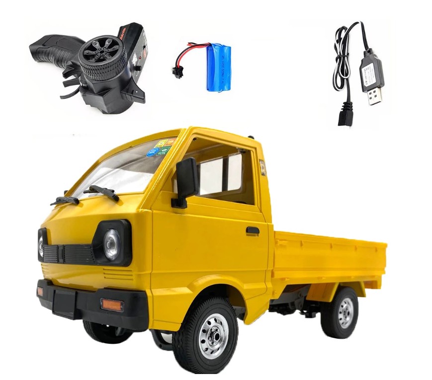 WPL D12 1/10 2.4G 2WD Truck Crawler Off Road RC Car Vehicle Models Toy Yellow 2 battery