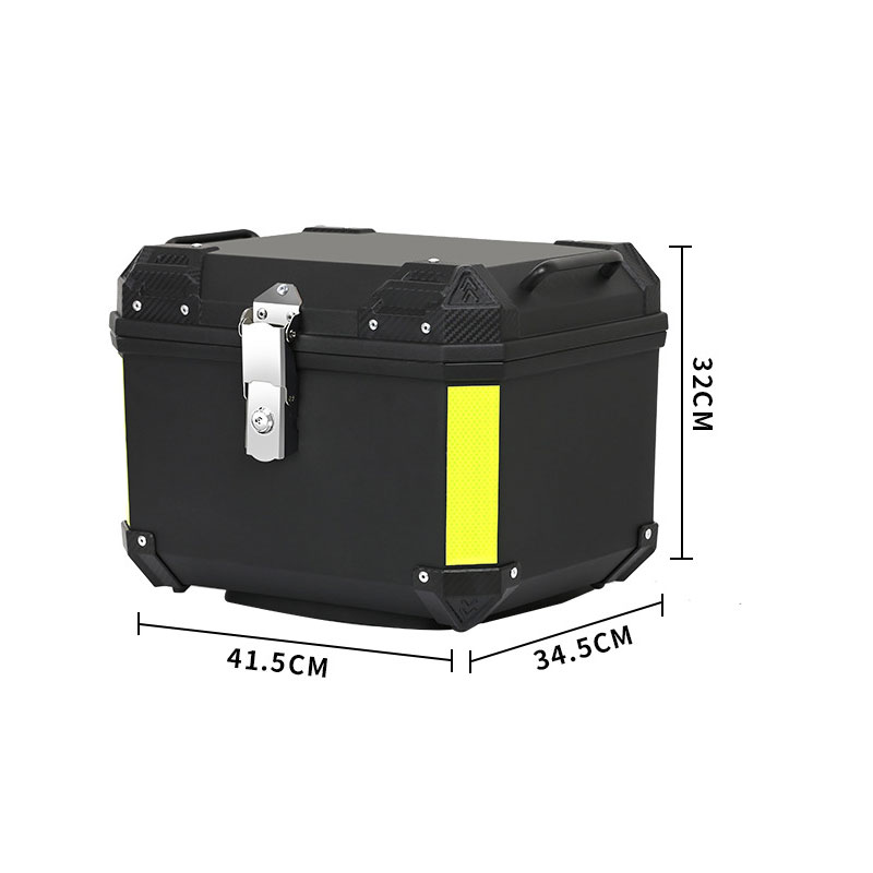Motorcycle Top Box Lockable Helmet Luggage Storage Rear Tour Box with Reflective Design