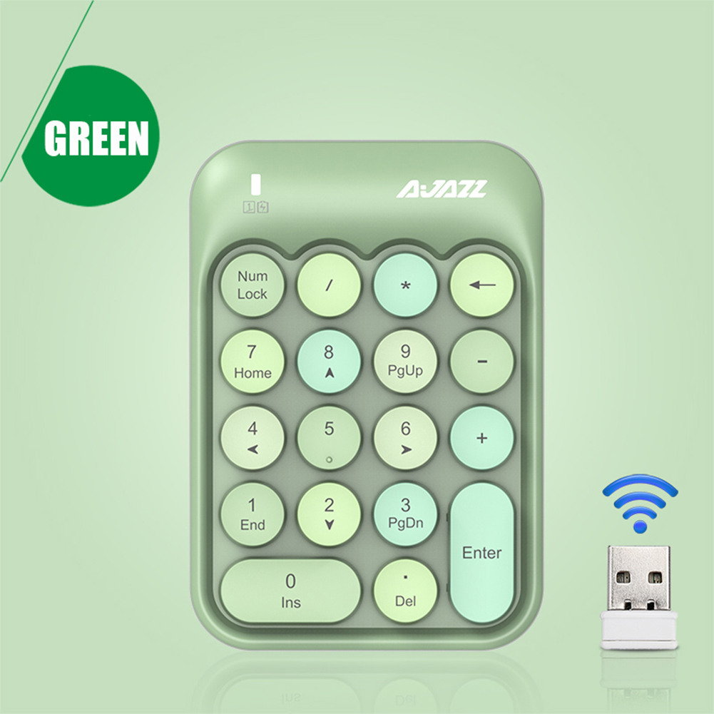 Ak18 2.4G Wireless Numeric Keypad 18 Keys Mini Portable Chocolate Keycap Computer Digital Keyboard mixed color green