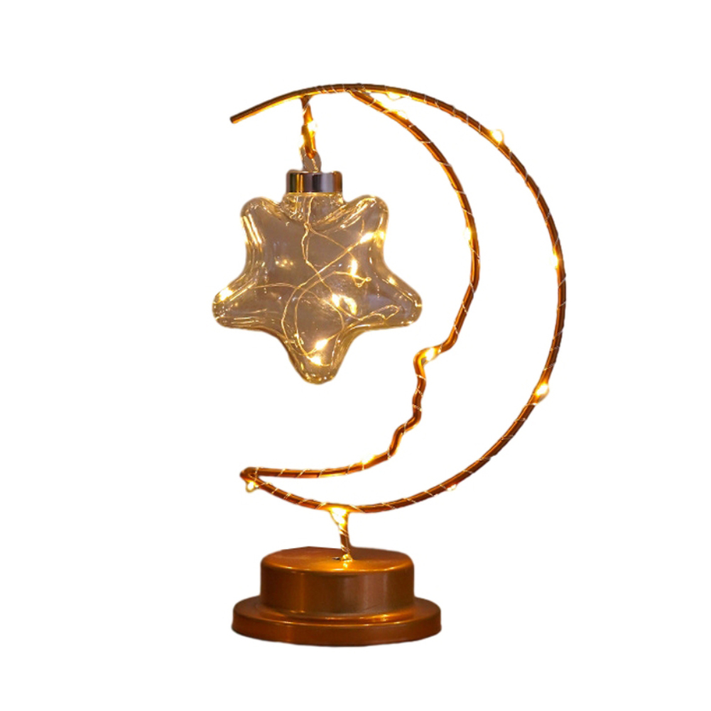 Night Light Moon Lamp 6000LM Ramadan Desk Light With E14 Lamp Head Warm Yellow Light Battery Powered Nightstand Lamp For Camp Courtyard Gathering plastic stars