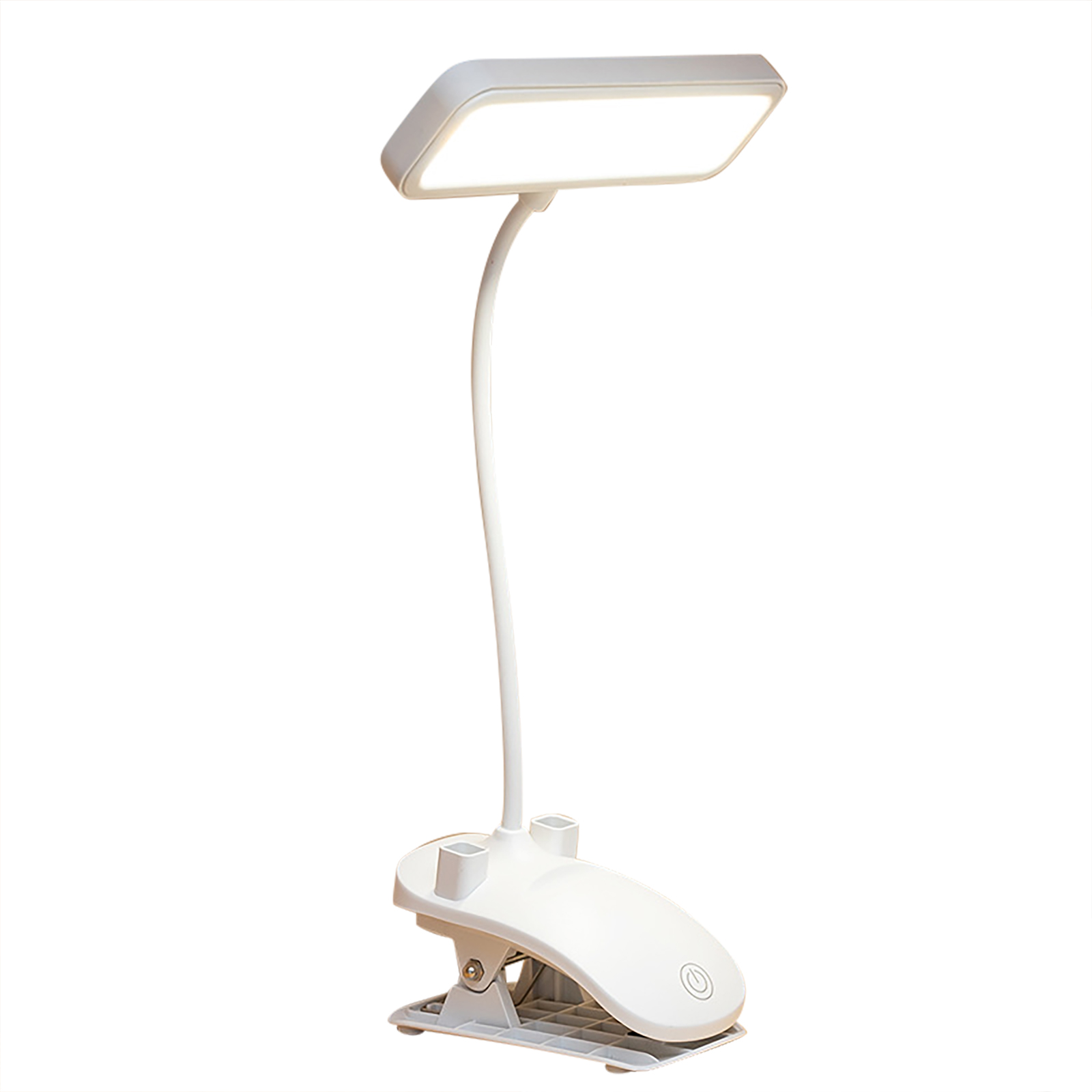 LED Table Lamp With Clip 3 Color Temperatures Dimmable Eye Protection Adjustable Touch Sensor Desk Lights Study Lamp (35 x 15.5cm) White