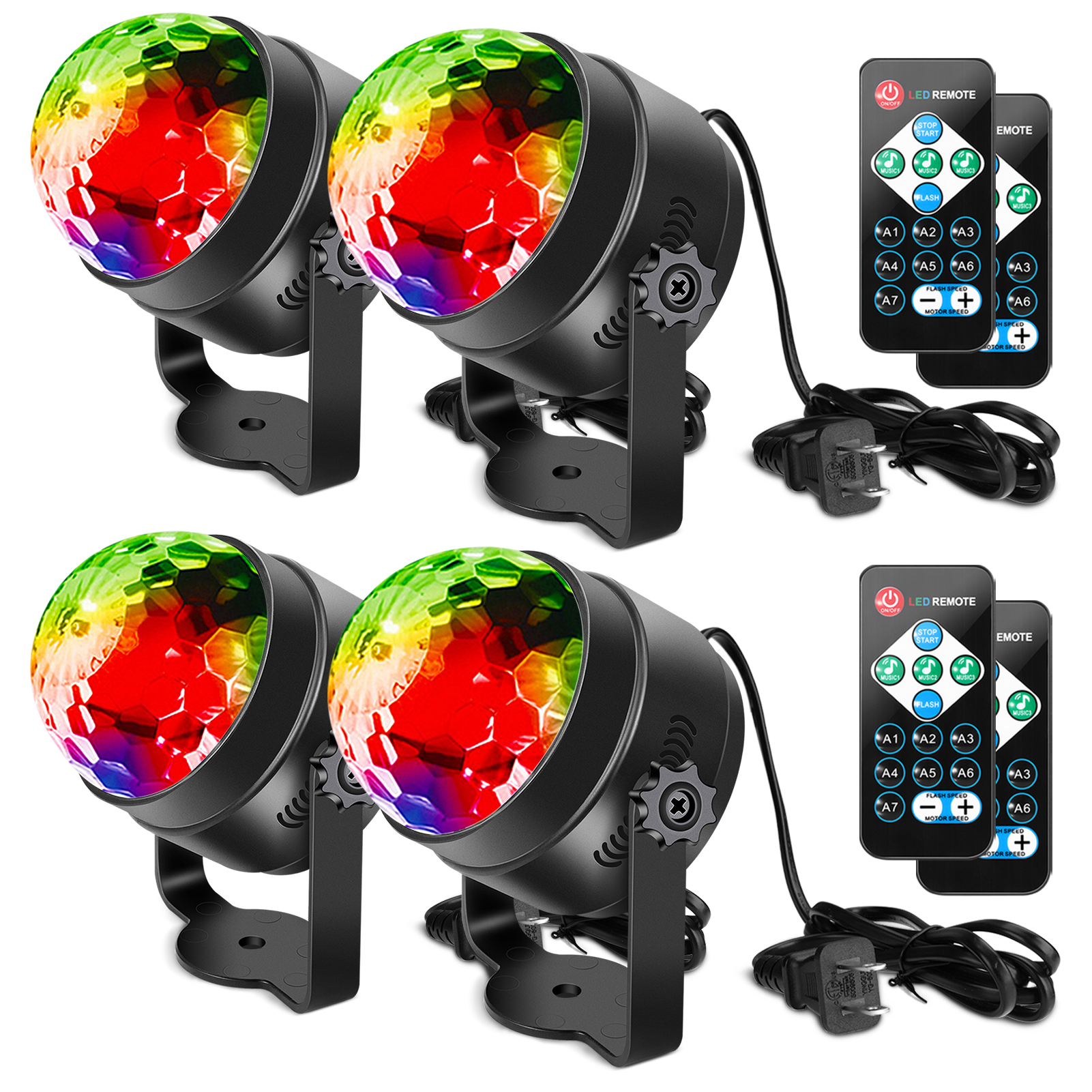 US Litake 4Pcs Party Disco Ball Lights Sound Activated Strobe Lights