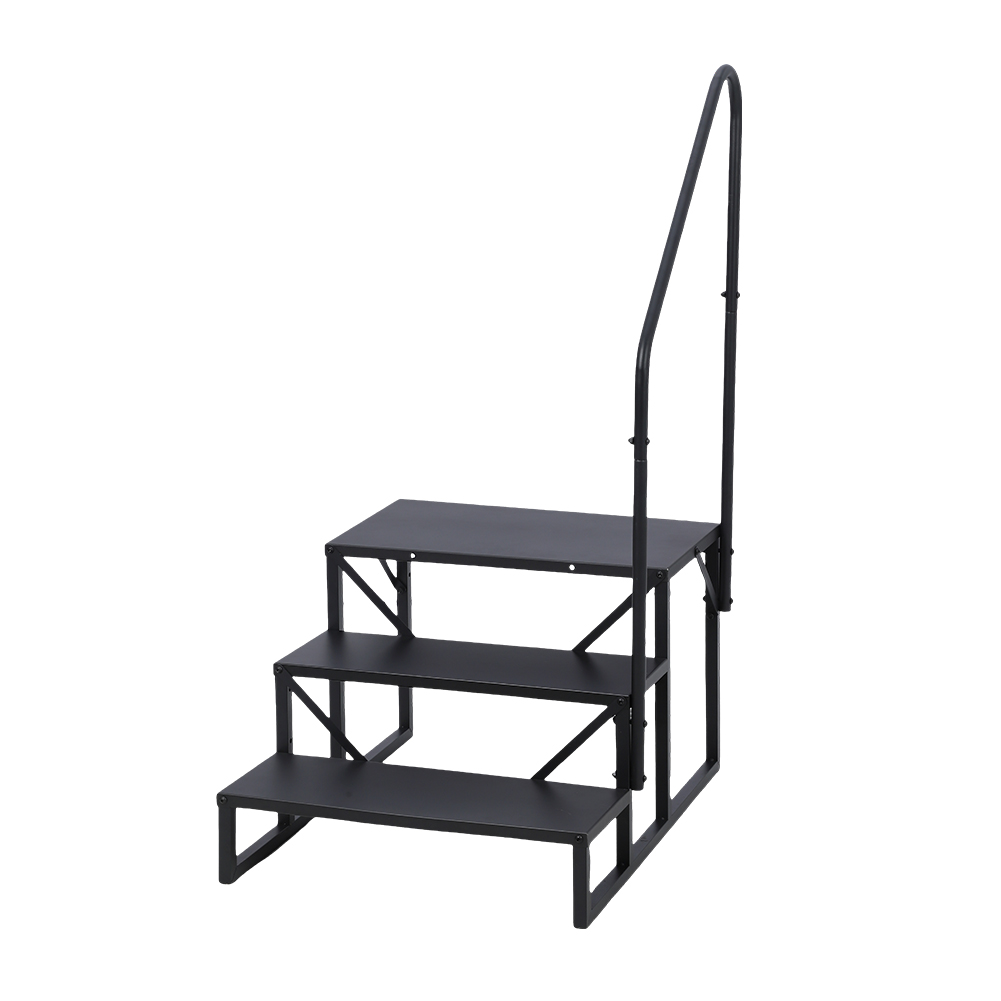 US GARVEE RV 3 Steps with Handrail, Hot Tub Steps Metal, Portable Stairs Steps for RV, Mobile Home Stairs, Ground-Pool for Indoor & Outdoor
