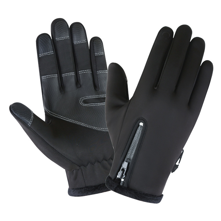 Cold-proof Ski Gloves Waterproof Windproof Anti Slip Winter Gloves Cycling Fluff Warm Gloves For Touchscreen black_XL