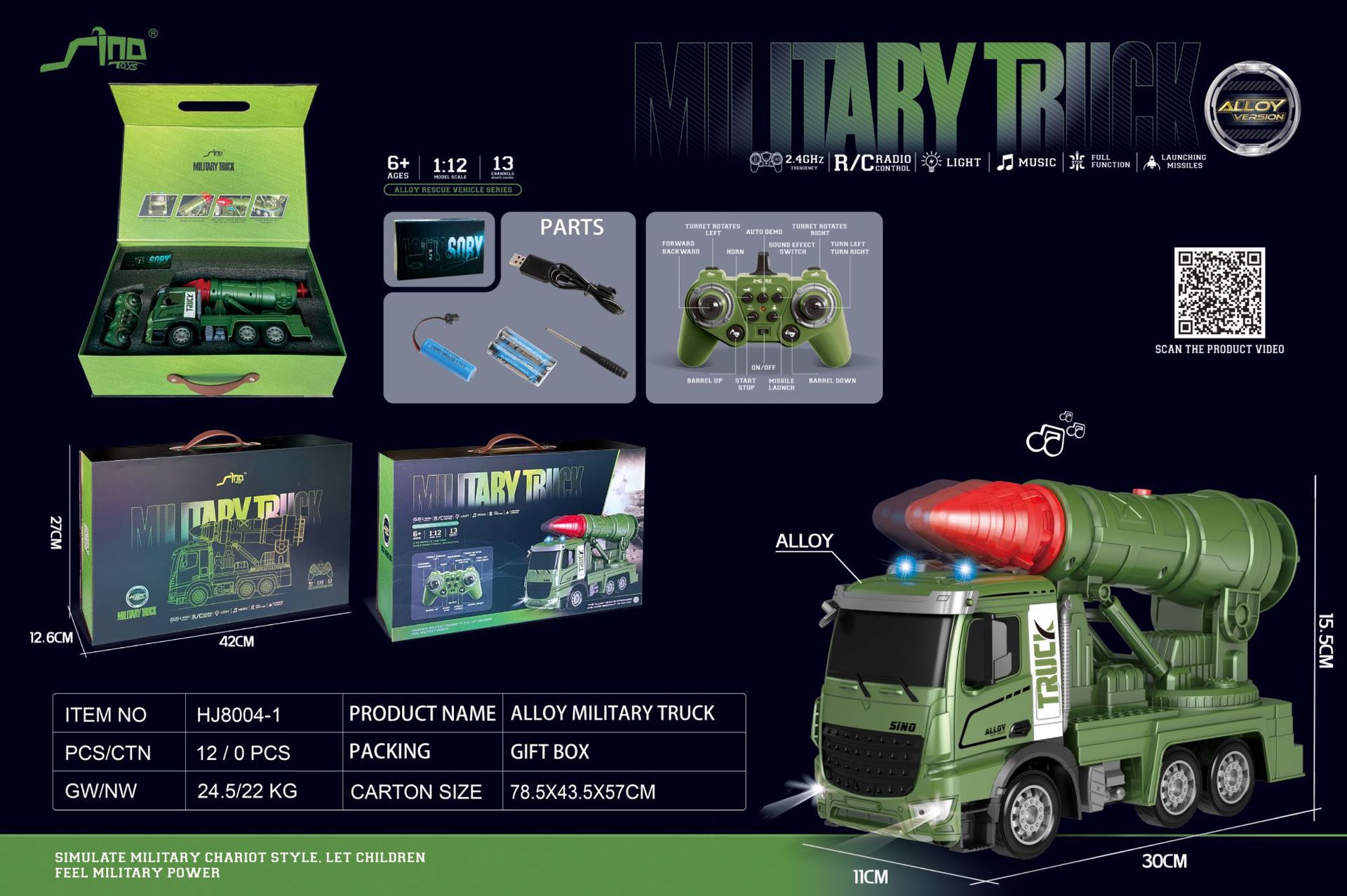 2.4G Remote Control Engineering Vehicle with Music Light Electric Car Model Toys