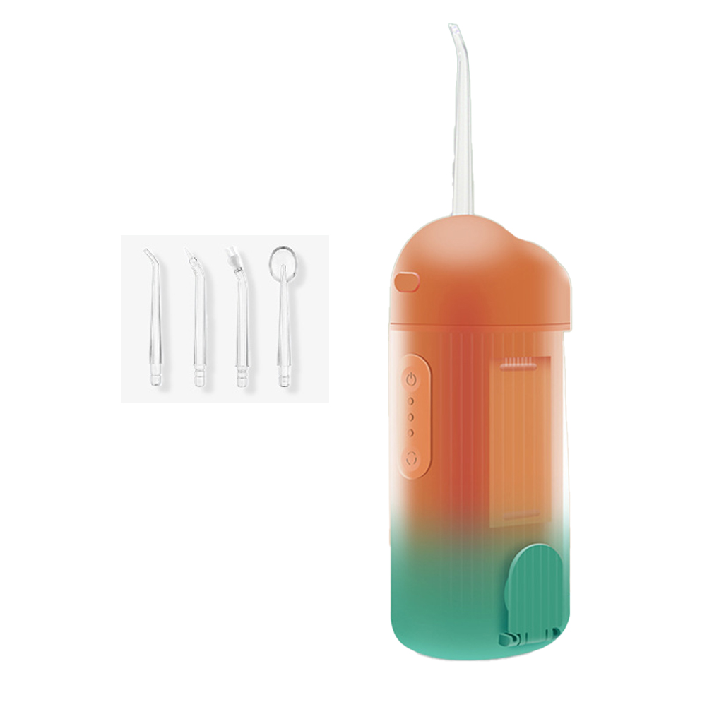 Portable Dental Flosser Teeth Pick, 4 Nozzles Oral Irrigator Waterproof Electric Waterflosser Flossing Machine With 3 Modes 0.5 MM Slim Water Teeth Pick For Orthodontic Population Orange upgraded model
