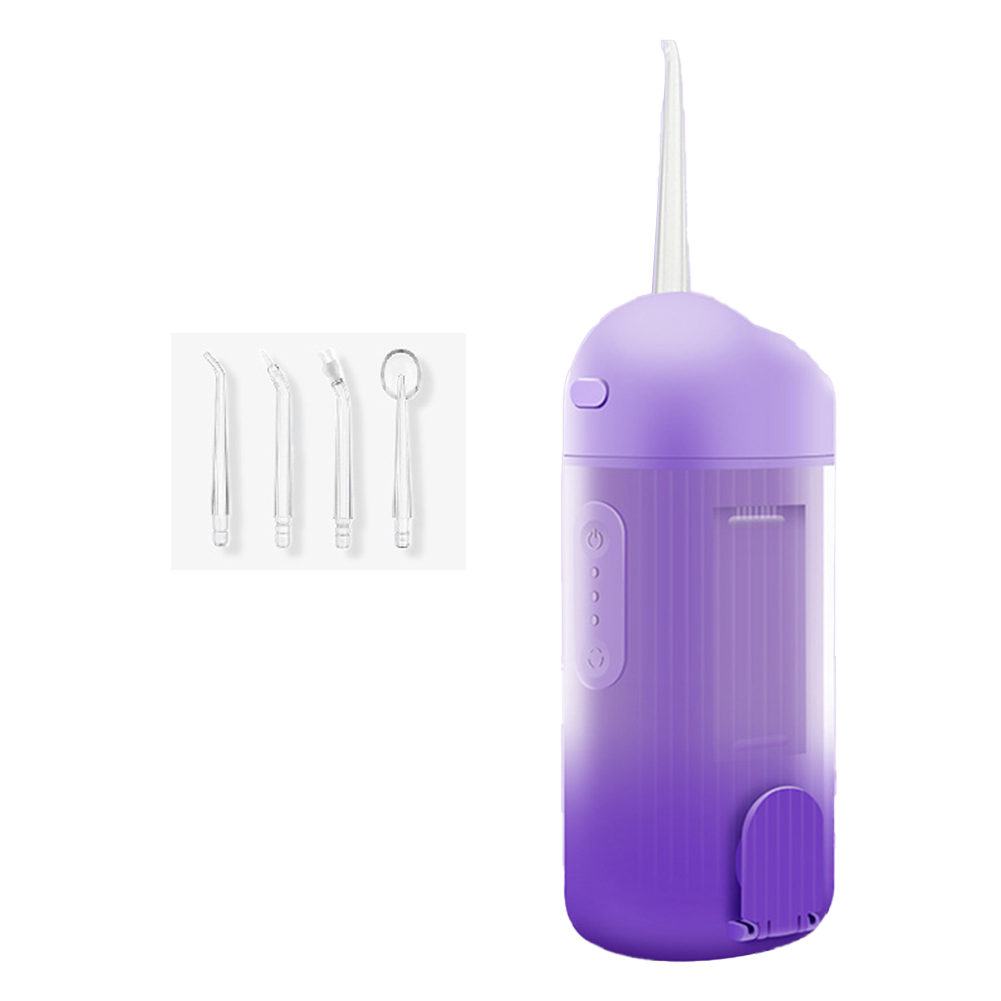 Portable Dental Flosser Teeth Pick, 4 Nozzles Oral Irrigator Waterproof Electric Waterflosser Flossing Machine With 3 Modes 0.5 MM Slim Water Teeth Pick For Orthodontic Population Purple upgraded model
