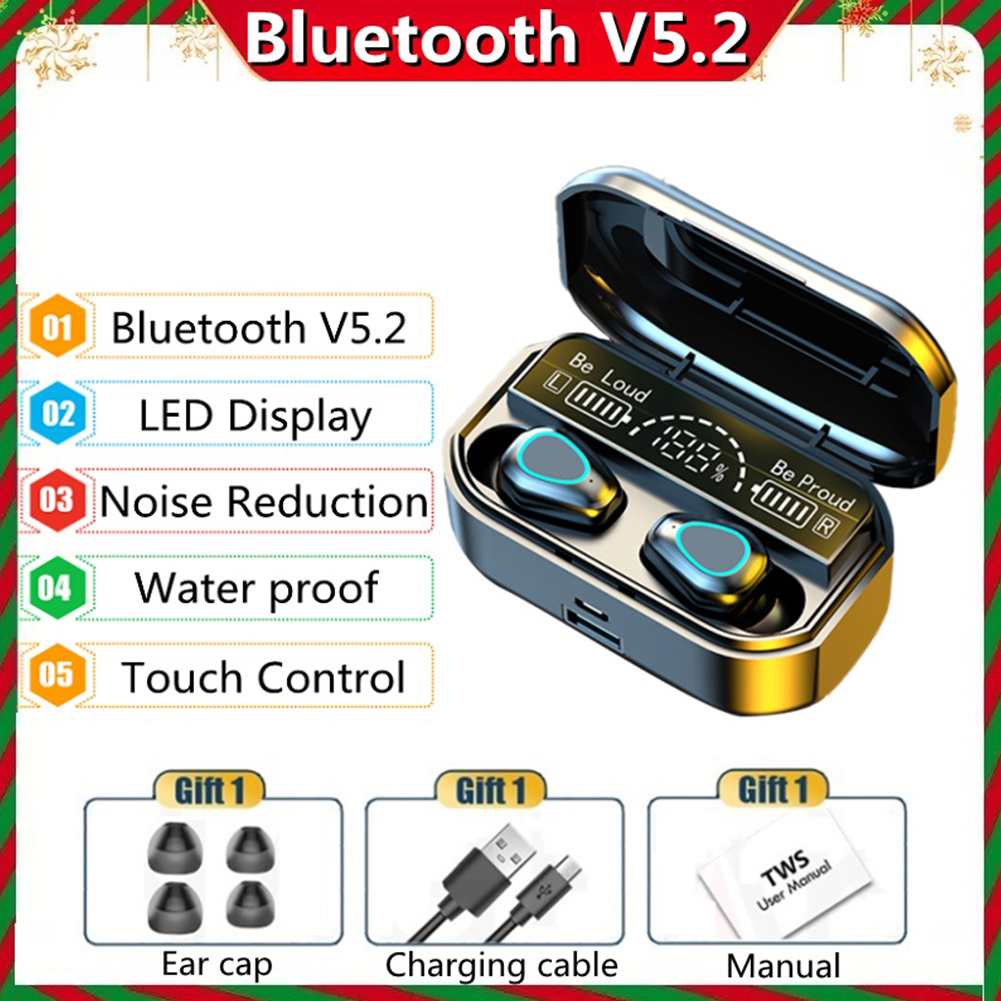G28 Wireless Bluetooth-compatible  Earphones Screen Display Intelligent Noise Reduction Automatic Pairing Tws 5.2 In-ear Headset black