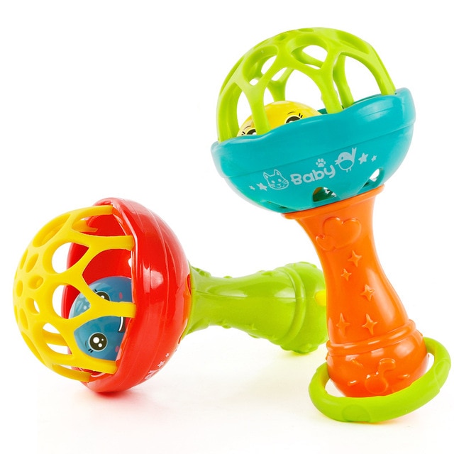 Wholesale Baby Rattles toy Intelligence Grasping Gums Plastic Hand Bell ...