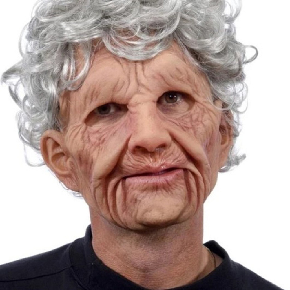 Old Man Mask Moving Mouth Headgear for Halloween Party Performance Prop Grandma