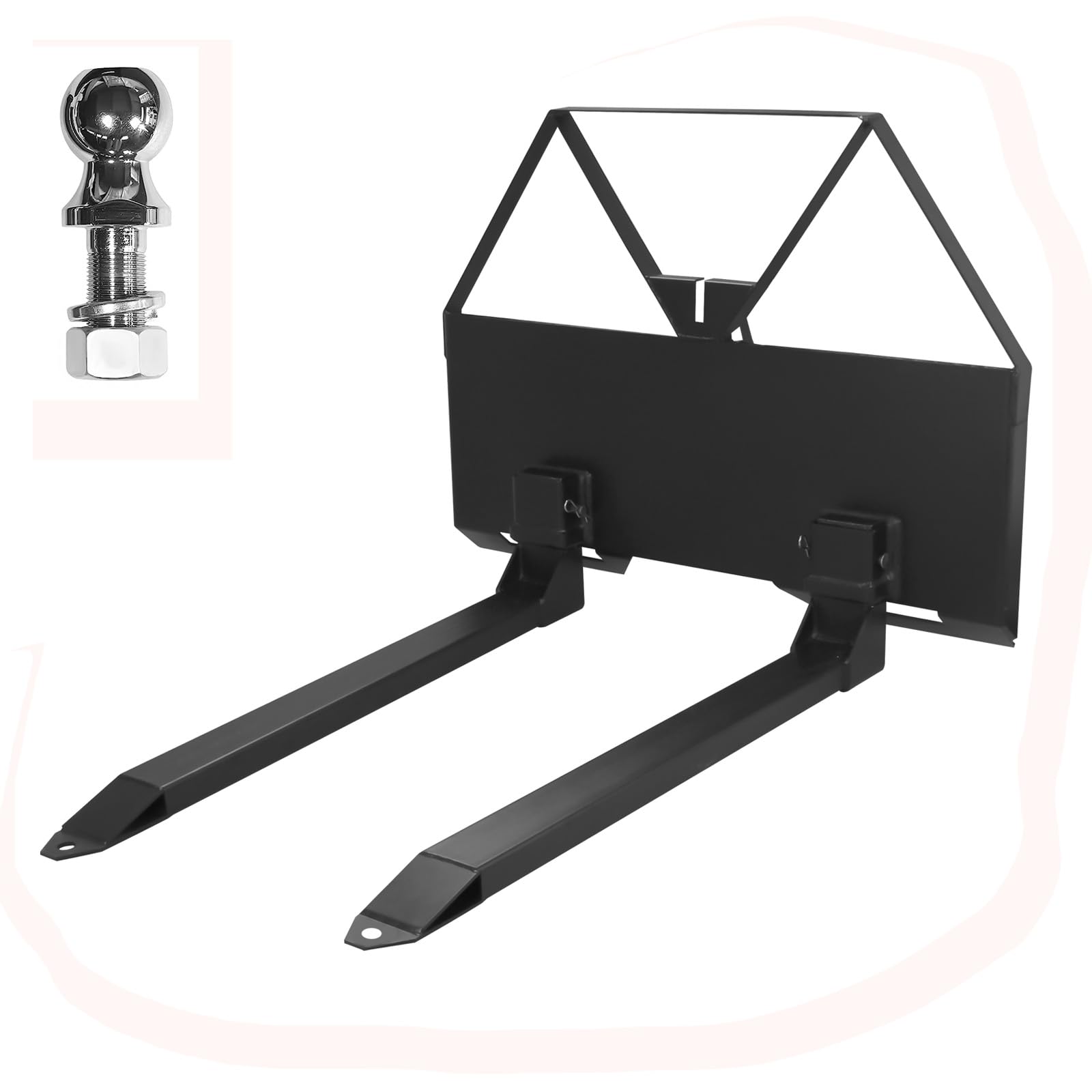 US Garvee 46 Inch Pallet Forks Attachment Skid Steer Forks 2600 lbs Capacity For Tractors Loaders Quick Attach Mount