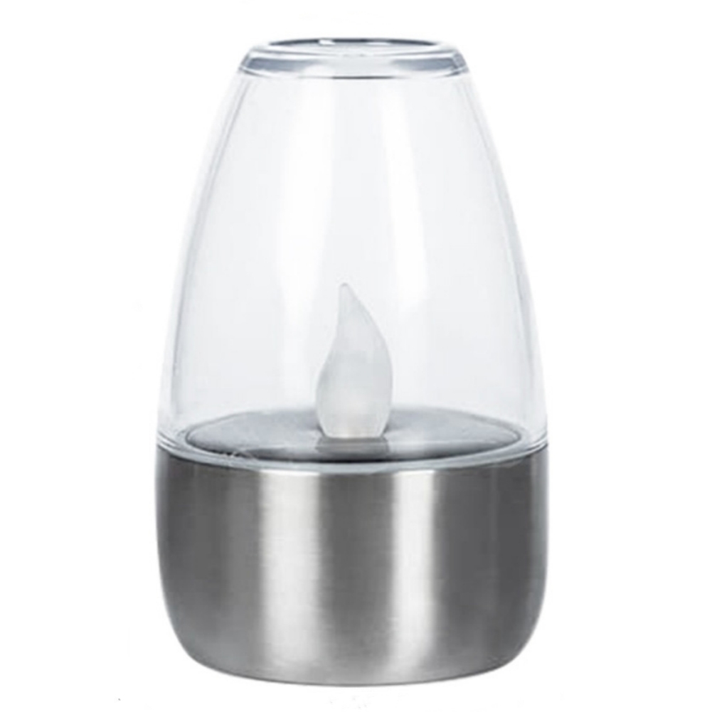 Outdoor LED Solar Candles Lights With Stainless Steel Base Flameless Dropless Night Light