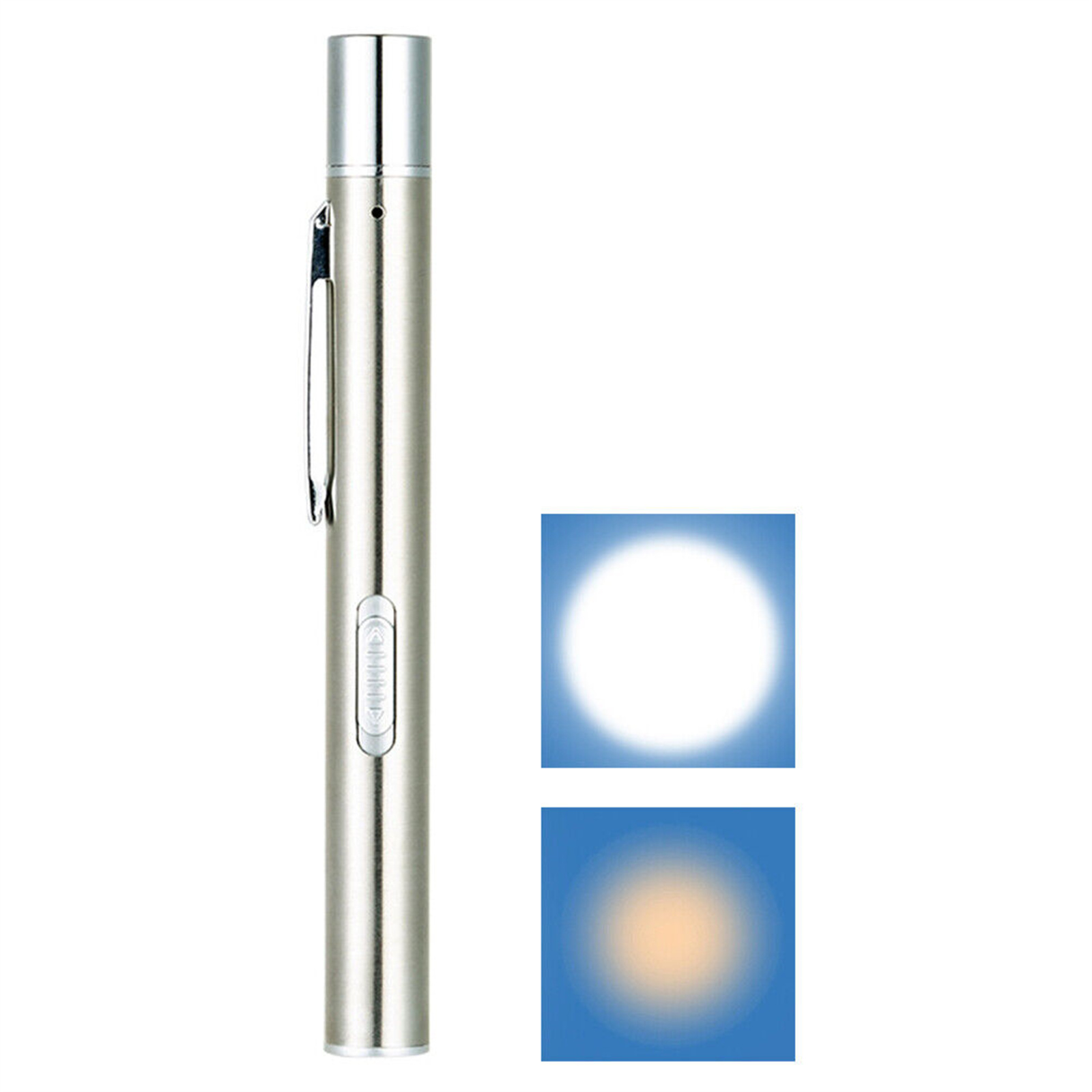 Led Pen Light 2 Lighting Modes Lightweight Flashlight Torch with Metal Clip