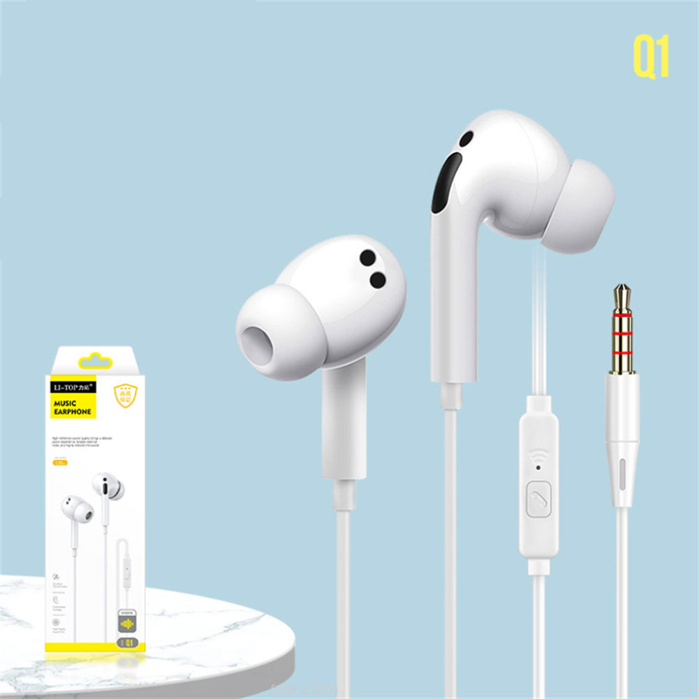 Mobile Phone In-ear Wired Headset With Microphone 3.5mm Universal Wire-controlled Earbuds (Rio Tinto Q1) Q1 white