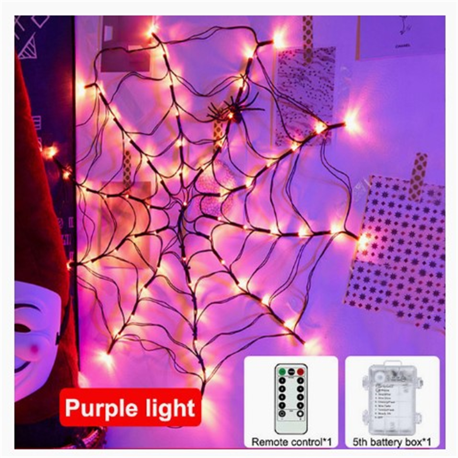 Halloween Led Cobweb Decorative Lamp 8 Modes String Lights