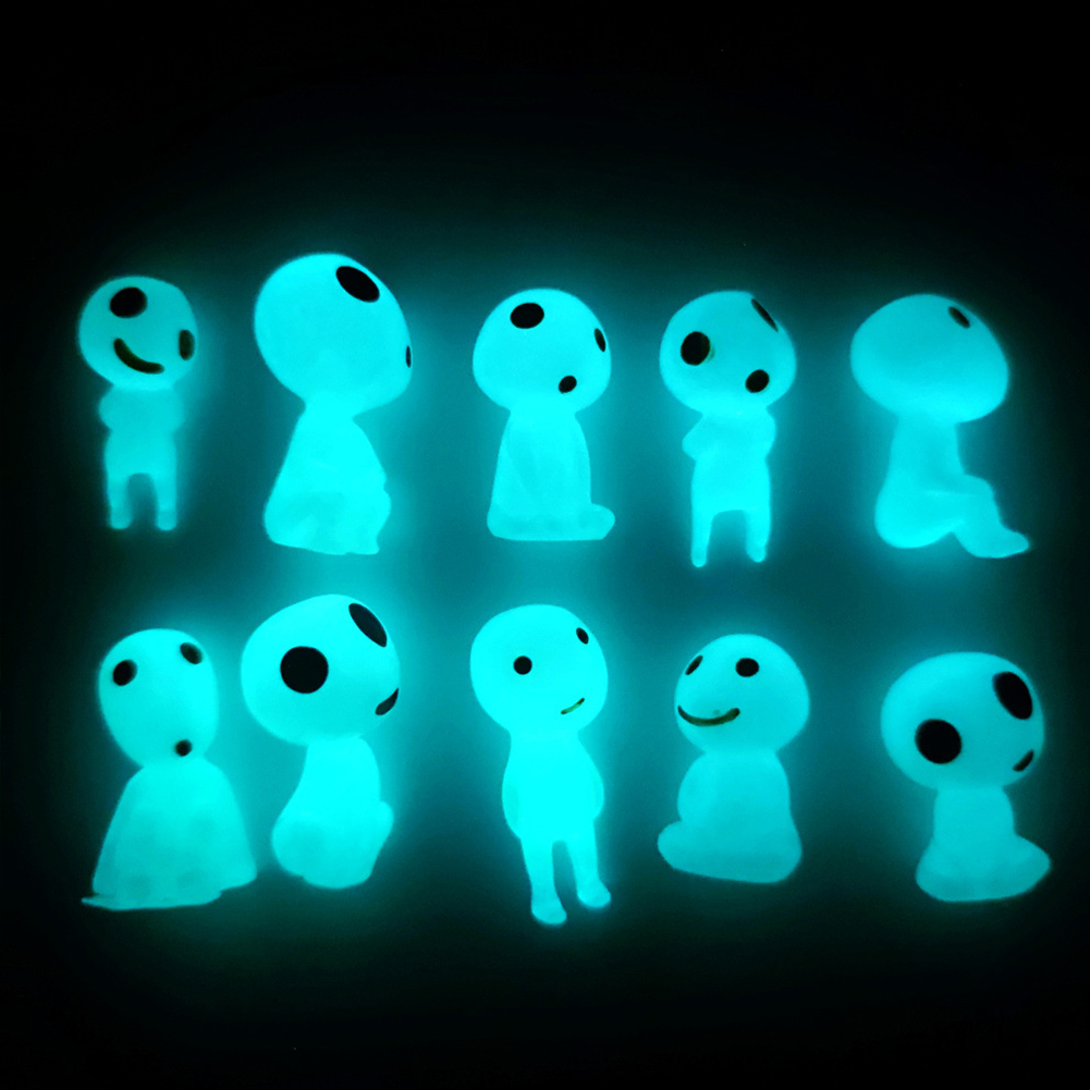 10pcs Halloween Luminous Alien Ornament Glow in Dark Resin Crafts for Garden