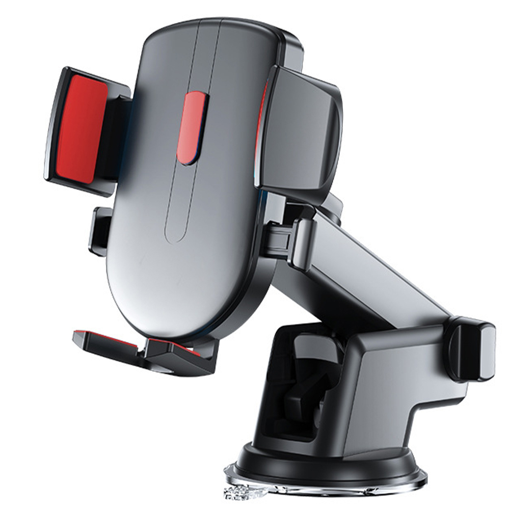 Cell Phone Car Stand Universal Mobile Phone Support Automatic Locking Desktop Phone Stand Suction Cup Mount Adjustable Length Angle Cell Phone Car Mount Accessories black red