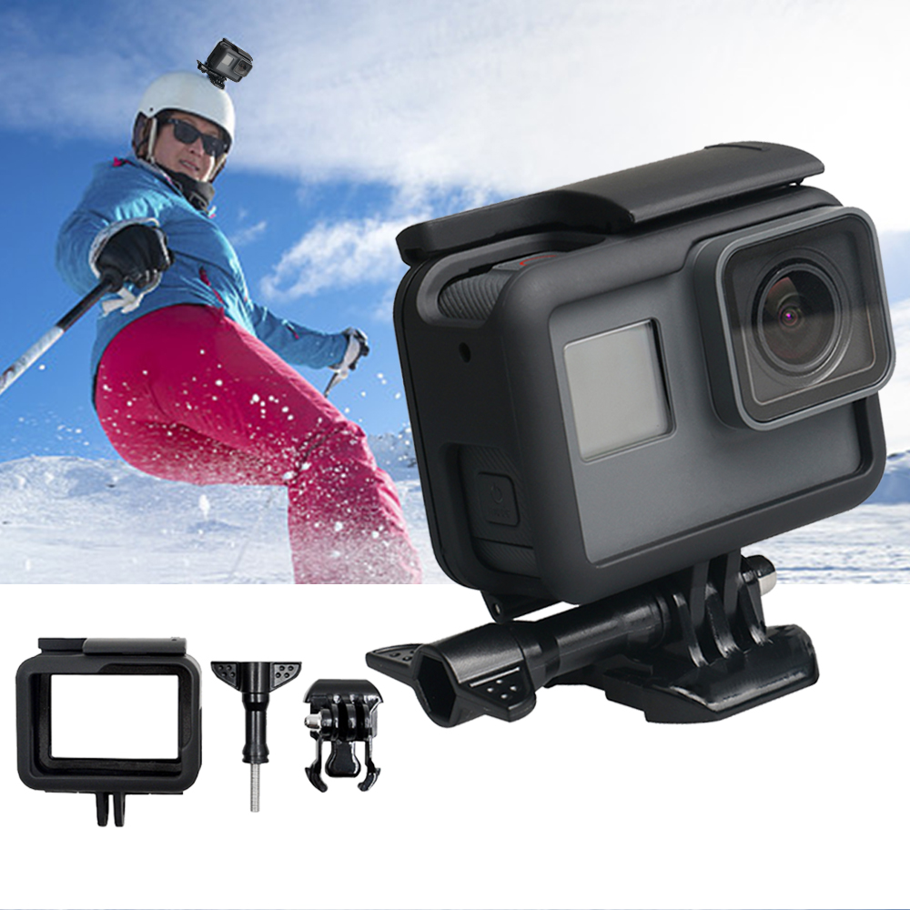 Plastic Frame Case for Gopro Hero 5/6/7 Black Camera Vertical Protection Sports Camera Portable Standard Cover black
