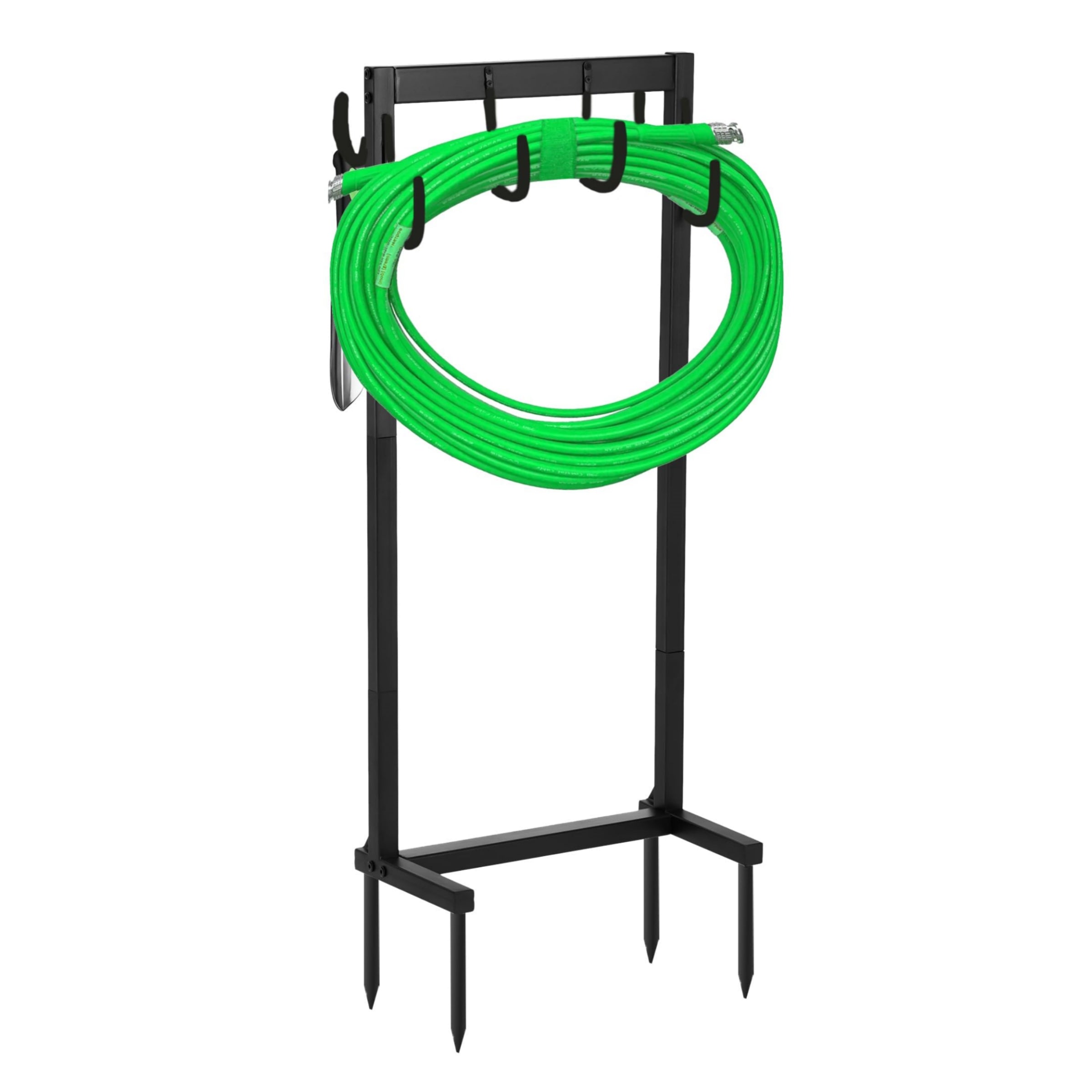 US GARVEE Garden Hose Holder Water Hose Holder with 4 Solid Spikes Heavy Duty 6 Hooks